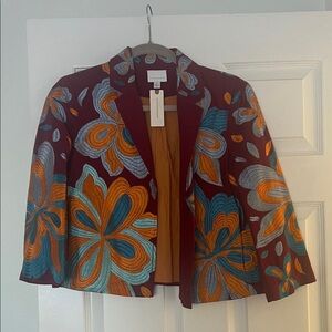 Anthropologie Multicolor Floral Embroidered Blazer